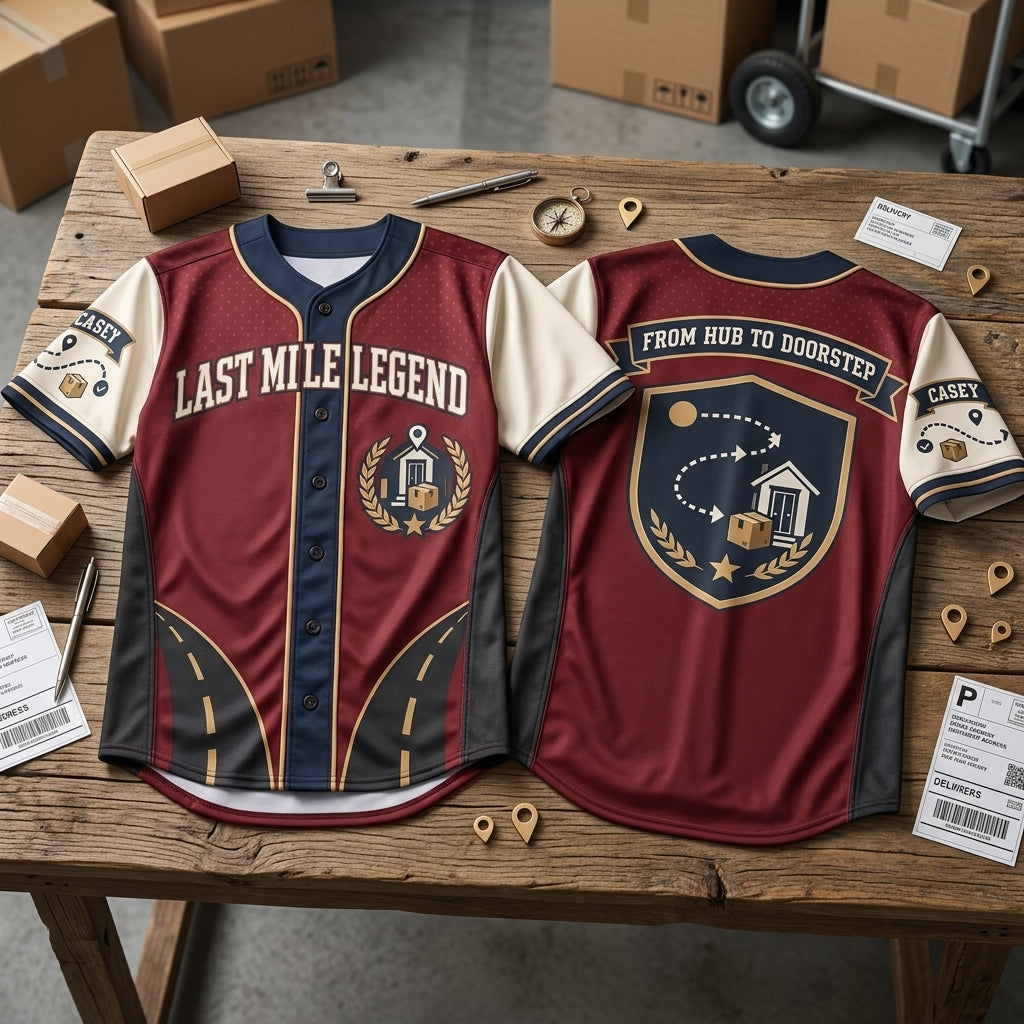 Personalized Last Mile Legend Baseball Jersey - Custom Delivery Driver Logistics Apparel - mockup 2