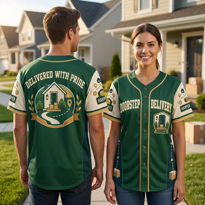 Custom Doorstep Delivery Driver Baseball Jersey - Personalized Courier Gift - mockup 1