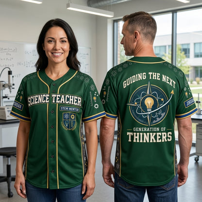 Custom STEM Science Teacher Mentor Baseball Jersey - Personalized Educator Gift - mockup 1