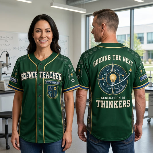 Custom STEM Science Teacher Mentor Baseball Jersey - Personalized Educator Gift - mockup 1