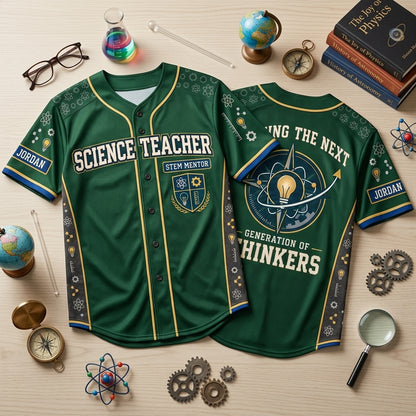 Custom STEM Science Teacher Mentor Baseball Jersey - Personalized Educator Gift - mockup 2