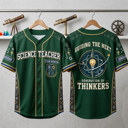 Custom STEM Science Teacher Mentor Baseball Jersey - Personalized Educator Gift - mockup 3