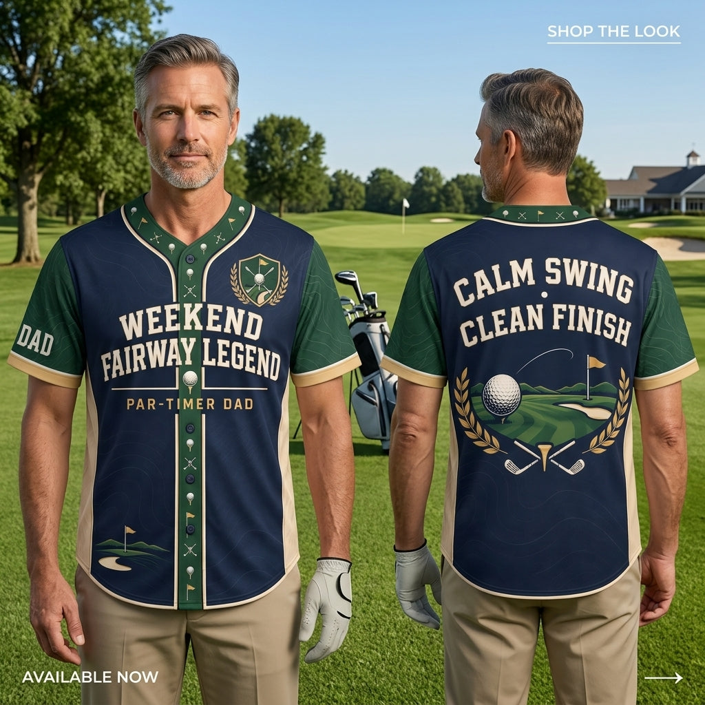 Weekend Fairway Legend Golf Baseball Jersey – Par-Timer Dad Gift - mockup 1
