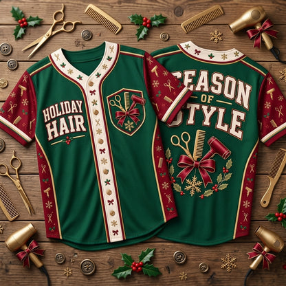 Hairstylist Christmas Salon Season of Style Baseball Jersey – Holiday Hair Stylist Gift - mockup 2