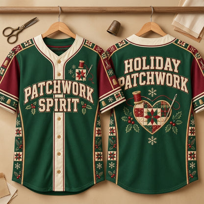 Quilter Christmas Patchwork Spirit Baseball Jersey – Festive Sewing Enthusiast Gift - mockup 3