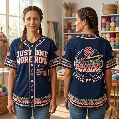 Personalized One More Row Crochet Baseball Jersey – Gift for Craft Lovers - mockup 1