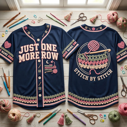 Personalized One More Row Crochet Baseball Jersey – Gift for Craft Lovers - mockup 2