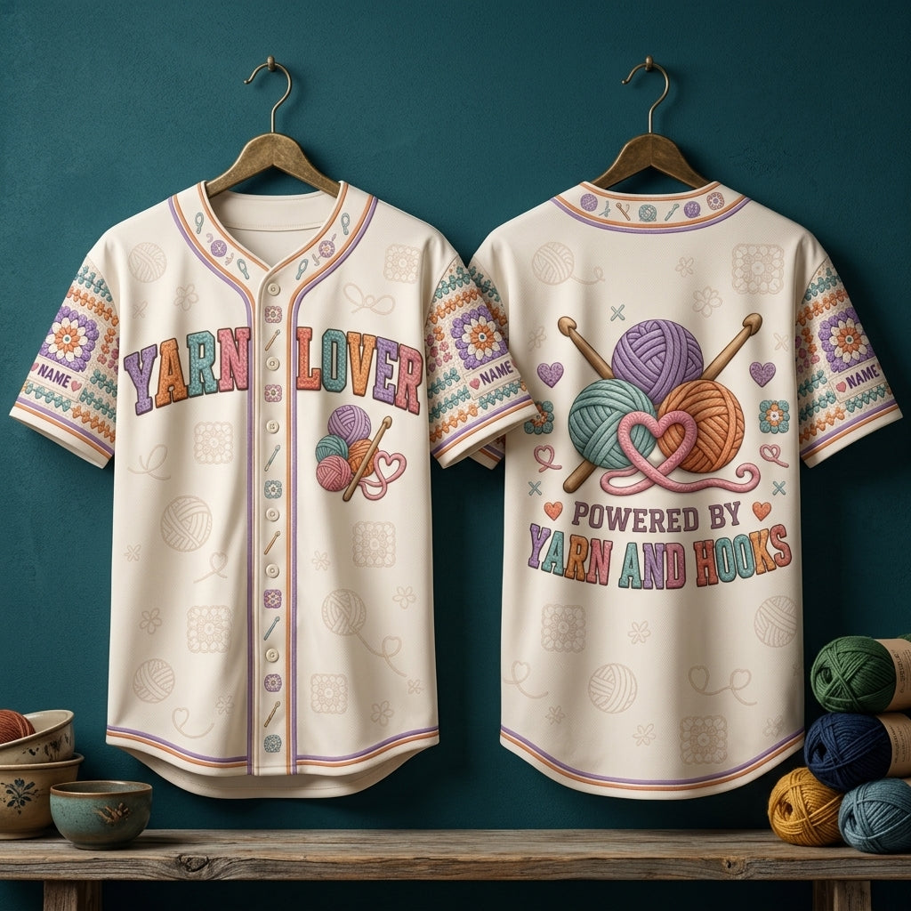 Personalized Yarn Lover Crochet Baseball Jersey - Custom Crafting Gift for Women - mockup 3