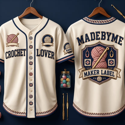Custom Crochet Lover Baseball Jersey - Personalized Maker Label Jersey for Crafters - mockup 3