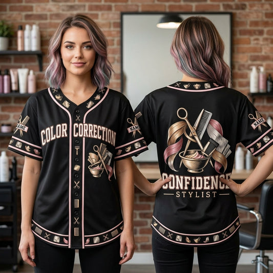 Personalized Color Correction Hairstylist Baseball Jersey – Gift for Hair Stylists - mockup 1