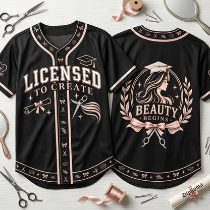 Custom Licensed Cosmetologist Graduation Baseball Jersey – Hair Stylist Gift - mockup 2