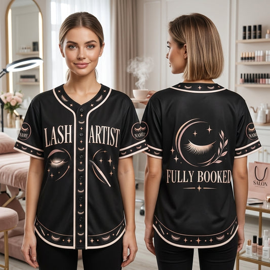 Personalized Lash Artist Baseball Jersey – Appointment Booked Beauty Uniform - mockup 1
