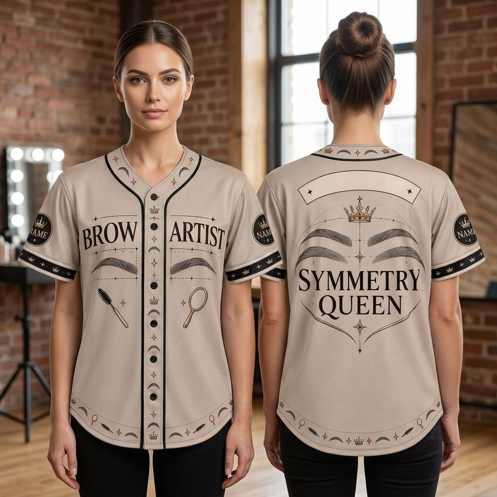 Personalized Brow Artist Symmetry Baseball Jersey – Custom Beauty Specialist Uniform - mockup 1