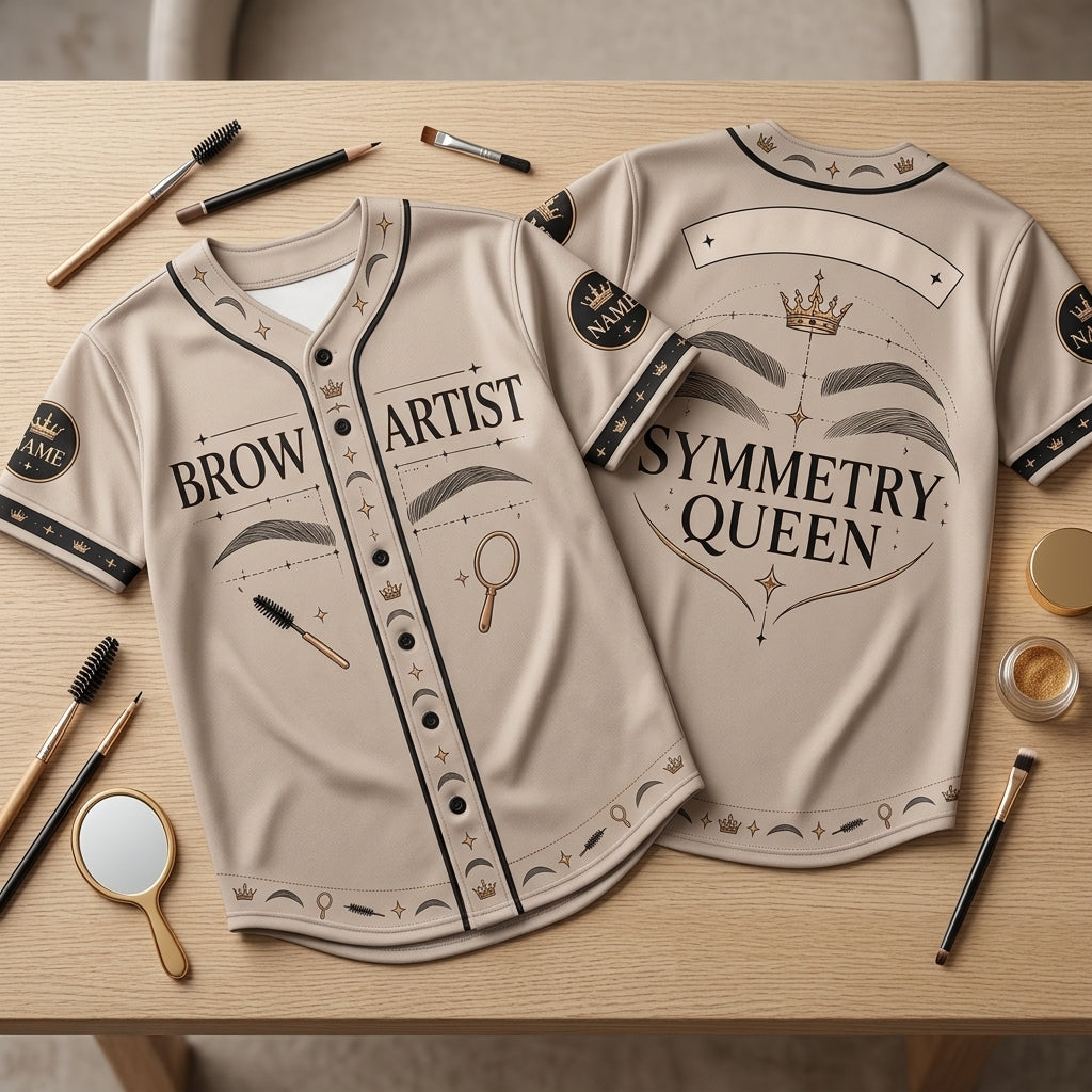 Personalized Brow Artist Symmetry Baseball Jersey – Custom Beauty Specialist Uniform - mockup 2