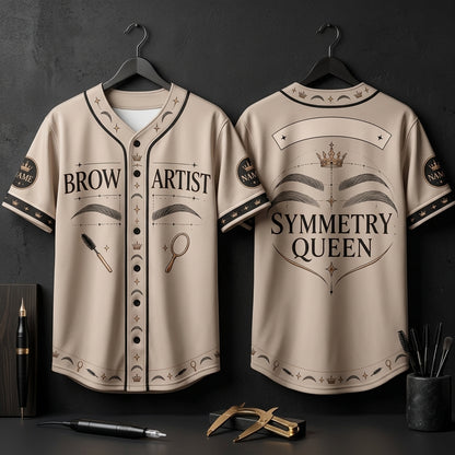 Personalized Brow Artist Symmetry Baseball Jersey – Custom Beauty Specialist Uniform - mockup 3