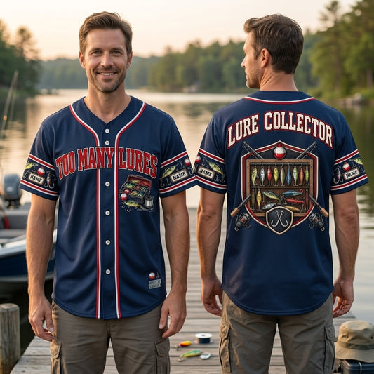 Custom Lure Collector Tackle Box Life Baseball Jersey - Personalized Fishing Gift for Men - mockup 1