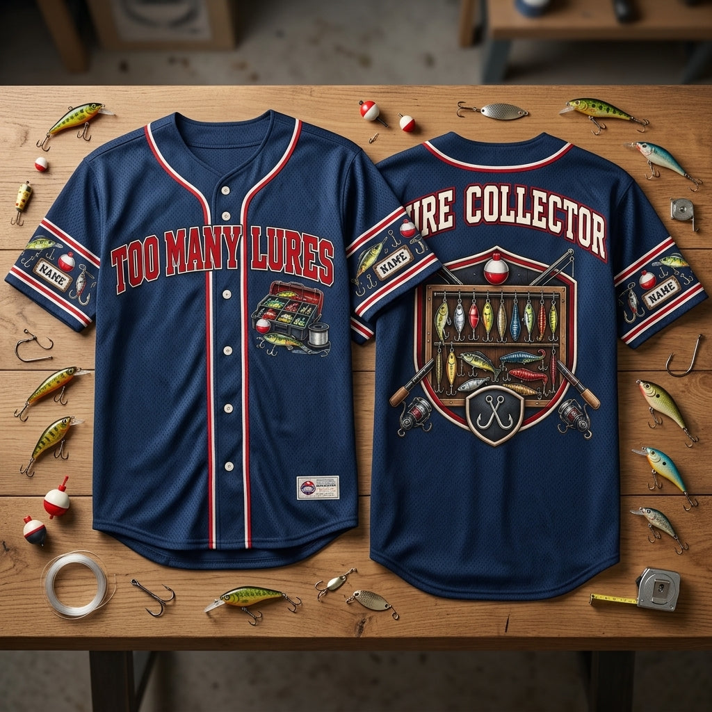 Custom Lure Collector Tackle Box Life Baseball Jersey - Personalized Fishing Gift for Men - mockup 2