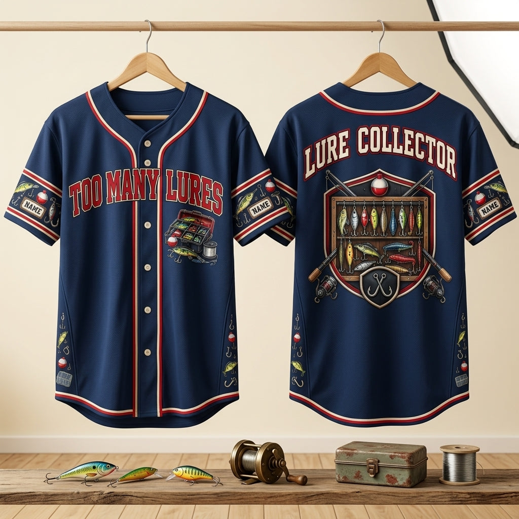 Custom Lure Collector Tackle Box Life Baseball Jersey - Personalized Fishing Gift for Men - mockup 3