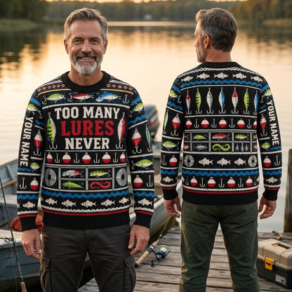 Personalized Lure Collector Tackle Box Life Ugly Sweater for Fishing Lovers - mockup 1
