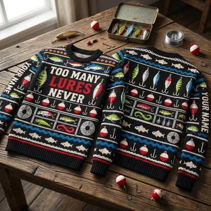 Personalized Lure Collector Tackle Box Life Ugly Sweater for Fishing Lovers - mockup 2