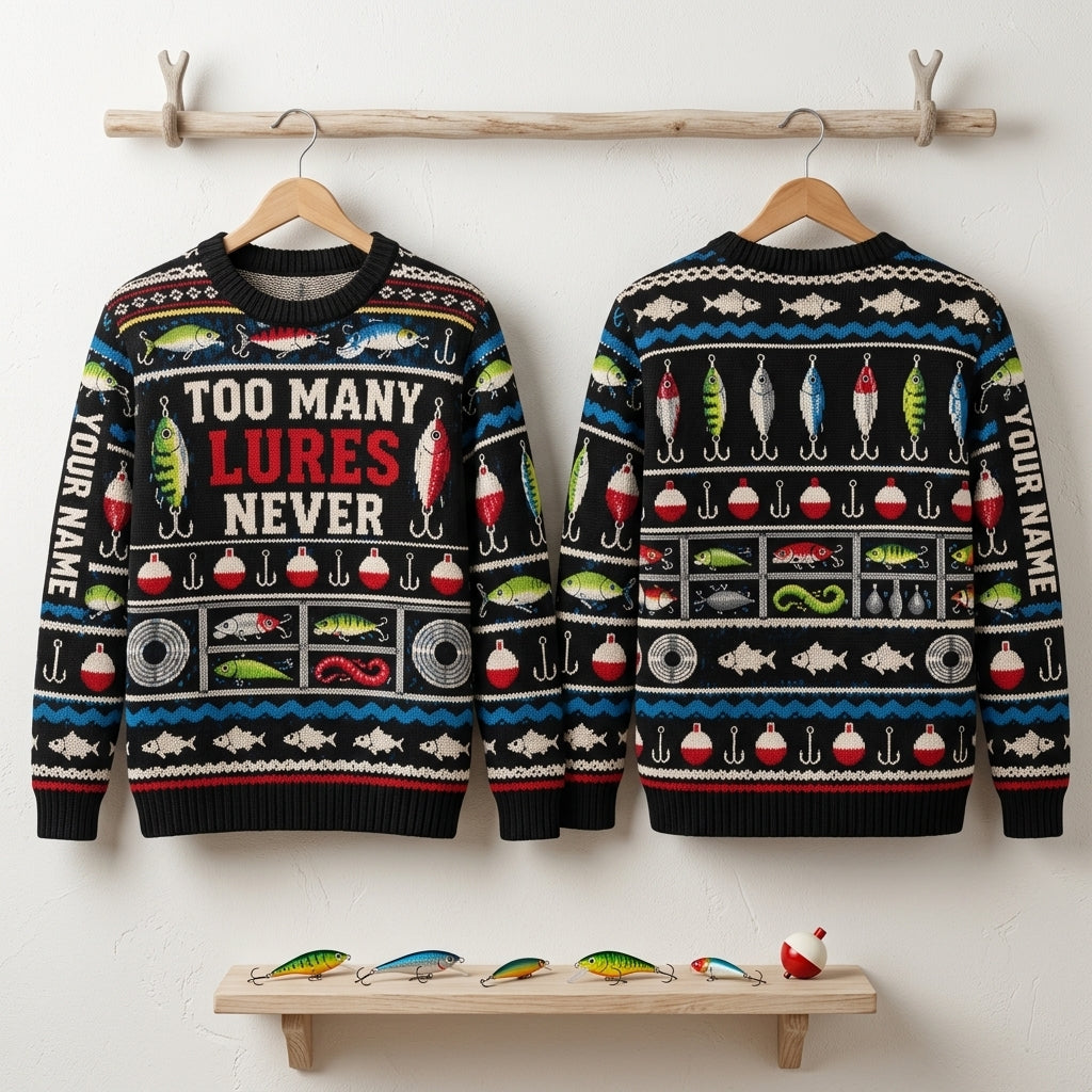Personalized Lure Collector Tackle Box Life Ugly Sweater for Fishing Lovers - mockup 3