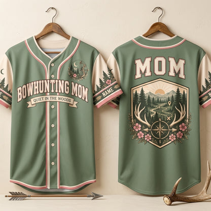 Custom Bowhunting Mom Baseball Jersey – Personalized Quiet in the Woods Gift - mockup 3
