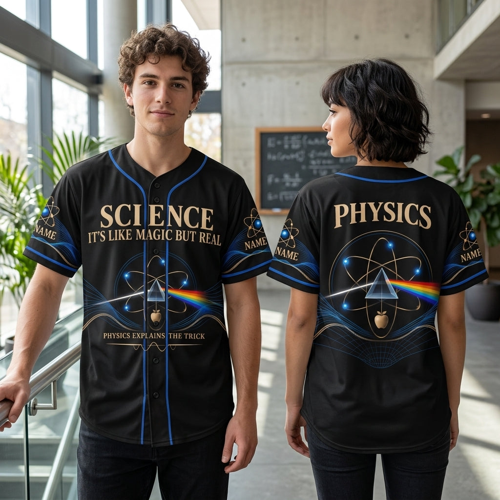 Personalized Science It's Like Magic But Real Baseball Jersey – Physics Teacher Gift - mockup 1