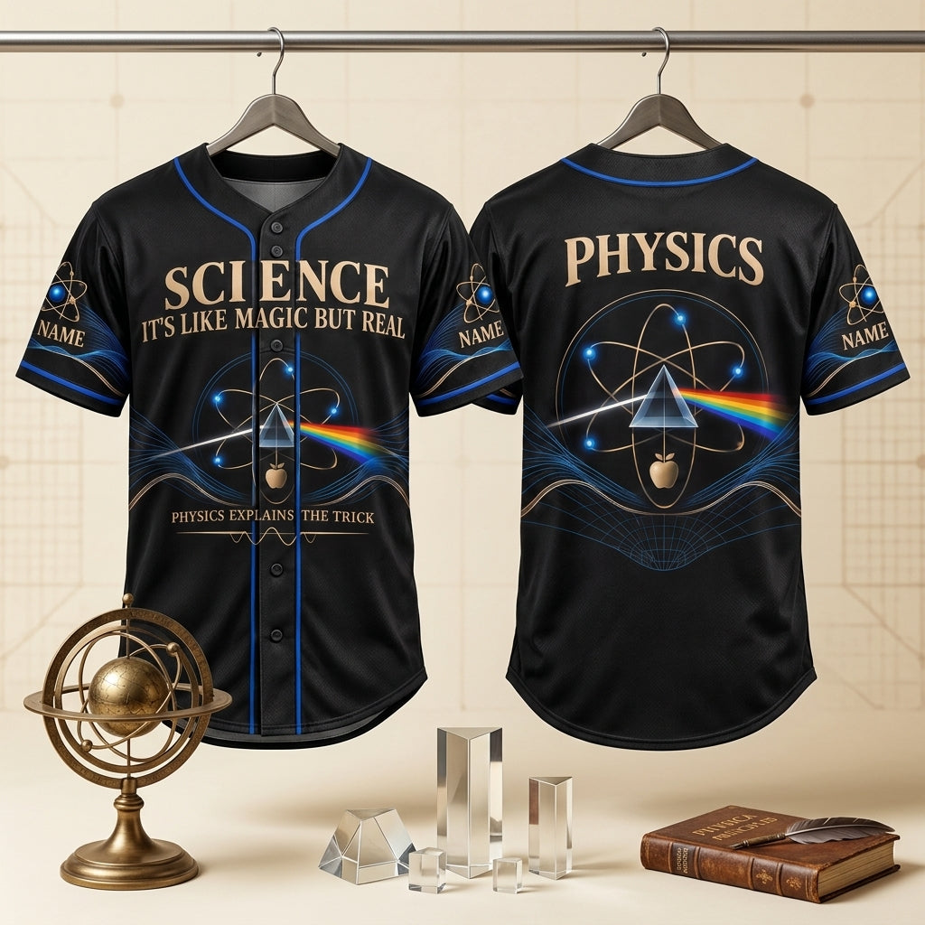 Personalized Science It's Like Magic But Real Baseball Jersey – Physics Teacher Gift - mockup 3