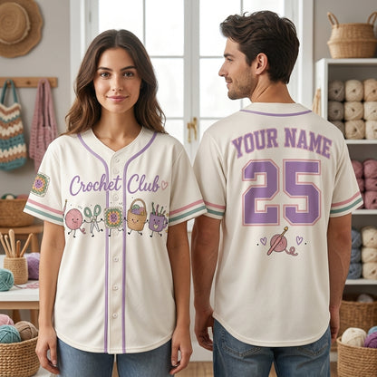 Personalized Crochet Club Baseball Jersey - Custom Name & Number Gift - mockup 1