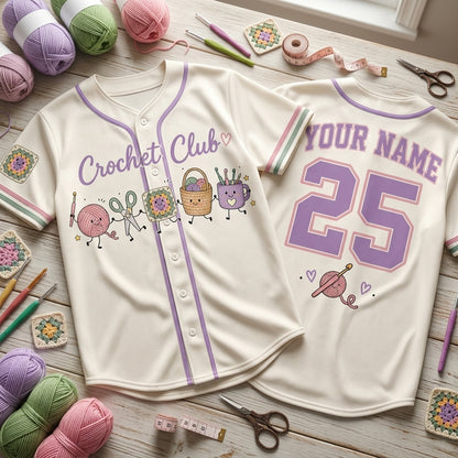Personalized Crochet Club Baseball Jersey - Custom Name & Number Gift - mockup 2