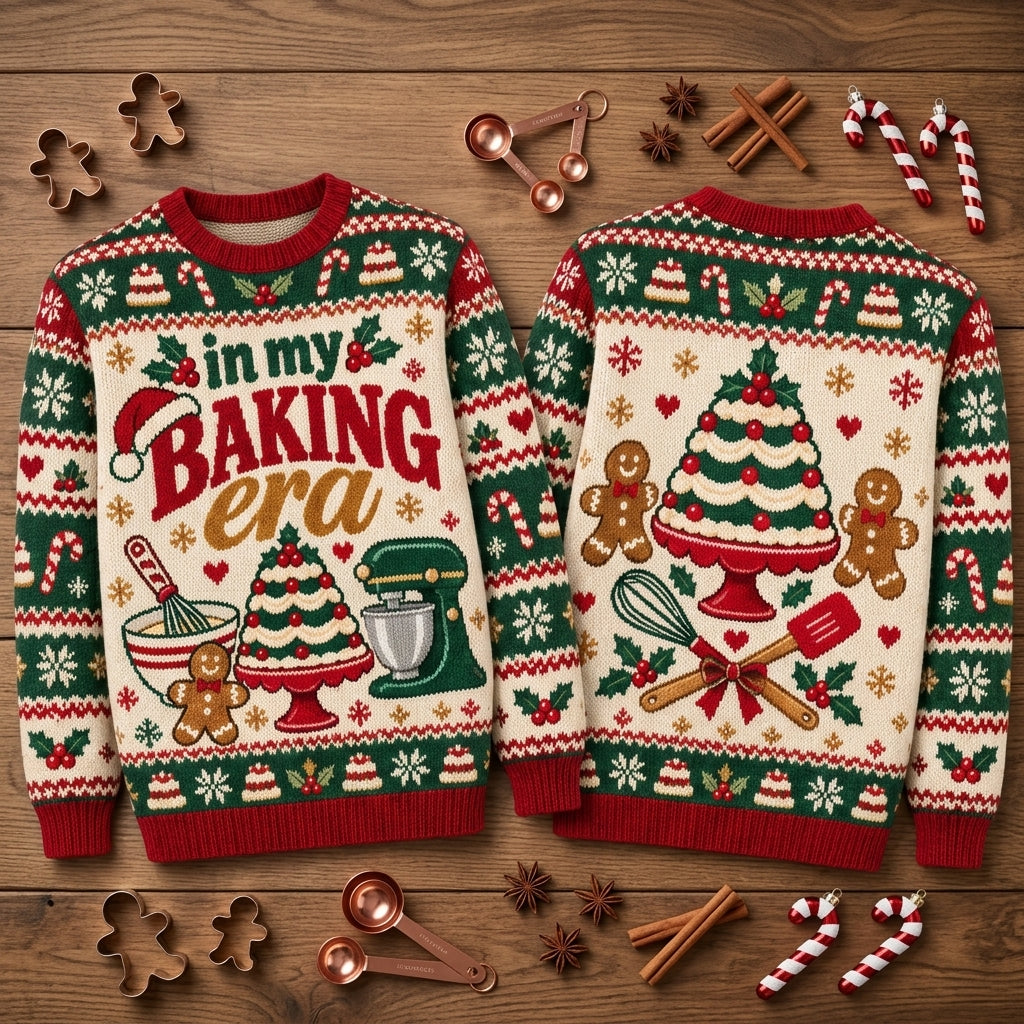 In My Baking Era Christmas Ugly Sweater – Festive Holiday Gift for Bakers - mockup 2