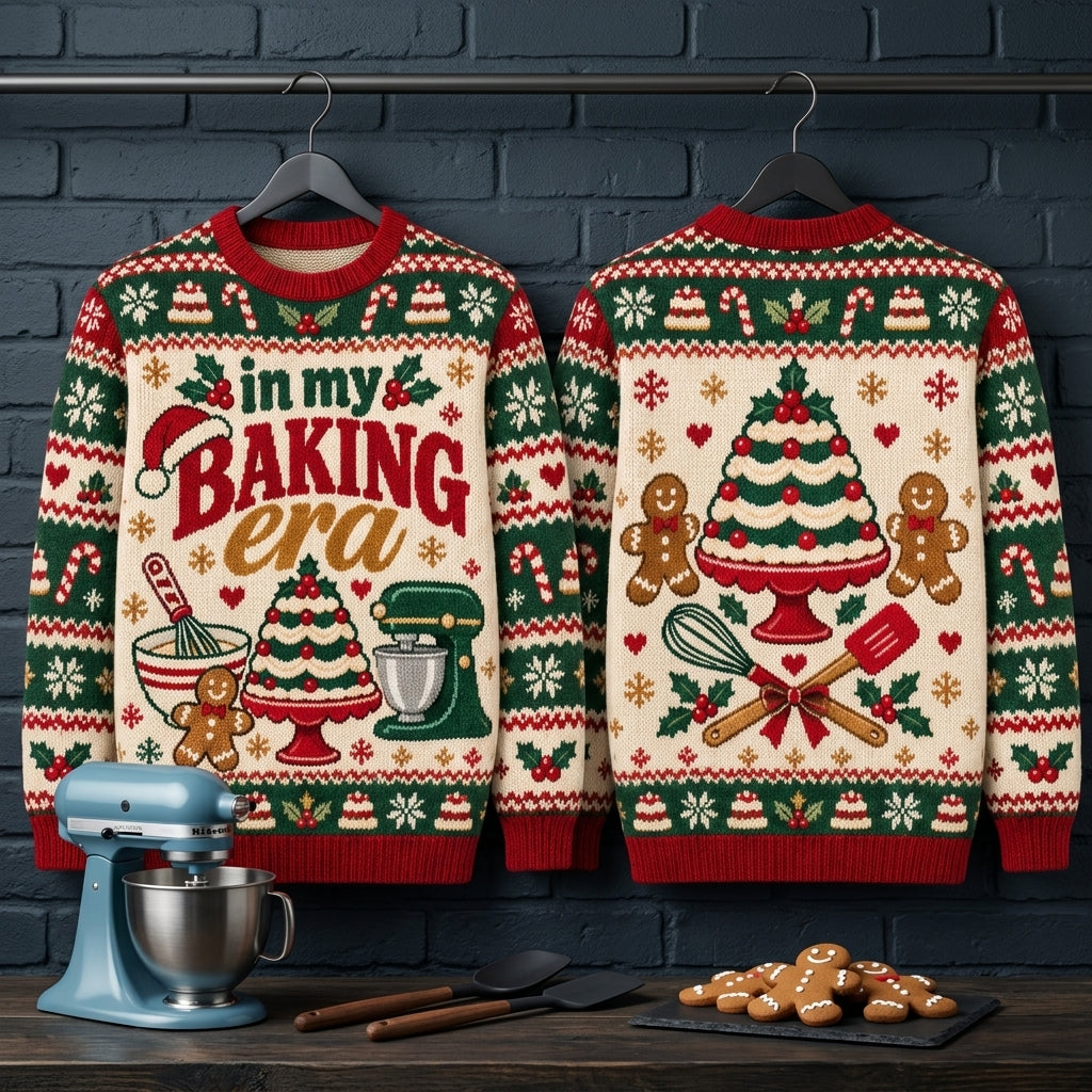 In My Baking Era Christmas Ugly Sweater – Festive Holiday Gift for Bakers - mockup 3