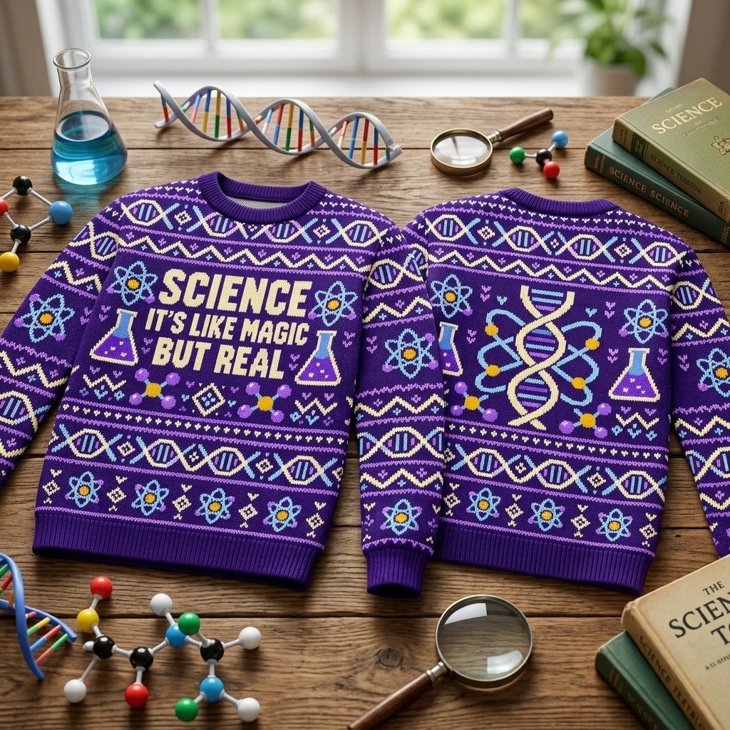 Science It's Like Magic But Real Ugly Sweater – Funny STEM Teacher Gift - mockup 2