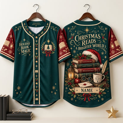 Personalized Christmas Book Lovers Baseball Jersey – Holiday Reading Gift - mockup 3