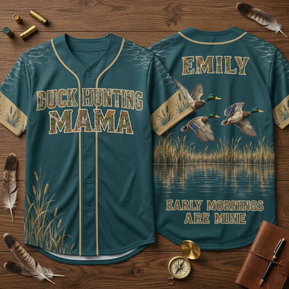 Personalized Duck Hunting Mama Baseball Jersey – Custom Gift for Outdoorsy Moms - mockup 2