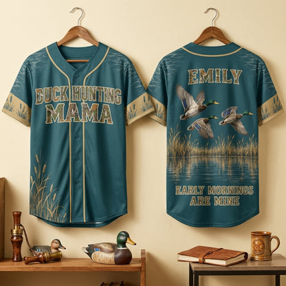Personalized Duck Hunting Mama Baseball Jersey – Custom Gift for Outdoorsy Moms - mockup 3
