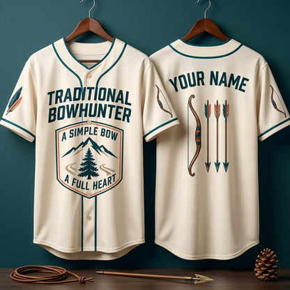 Custom Traditional Bowhunter Baseball Jersey - Personalized Archery Gift for Fans - mockup 3