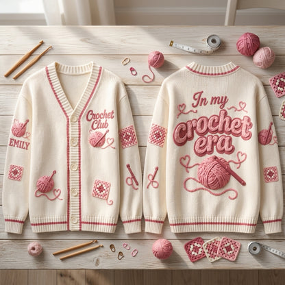 Personalized Crochet Club Knitted Cardigan – Custom In My Crochet Era Gift for Crafters - mockup 2