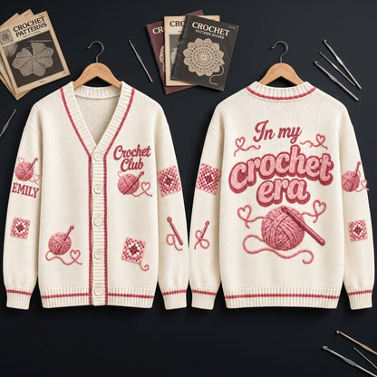 Personalized Crochet Club Knitted Cardigan – Custom In My Crochet Era Gift for Crafters - mockup 3