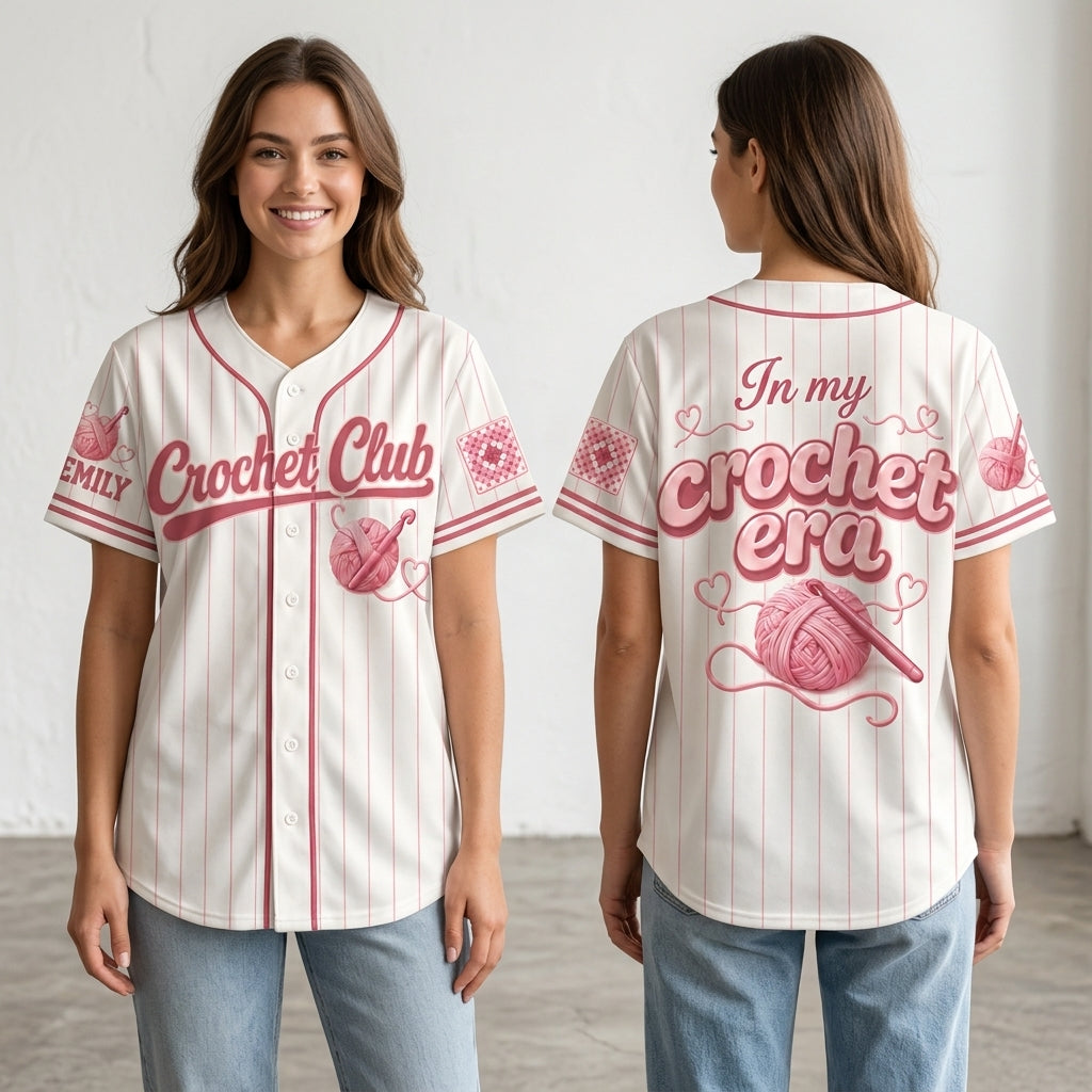 Personalized Crochet Club Baseball Jersey - In My Crochet Era Gift for Crafters - mockup 1