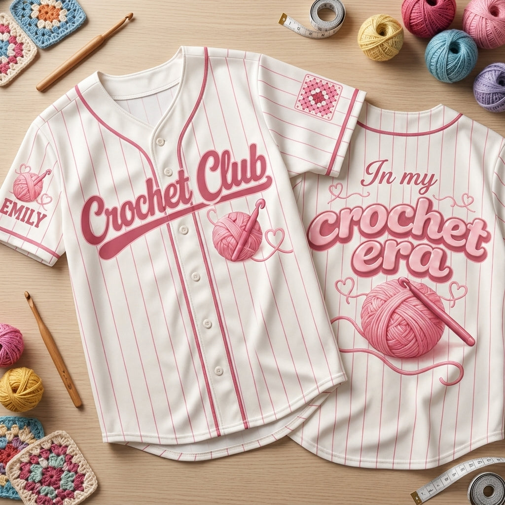Personalized Crochet Club Baseball Jersey - In My Crochet Era Gift for Crafters - mockup 2