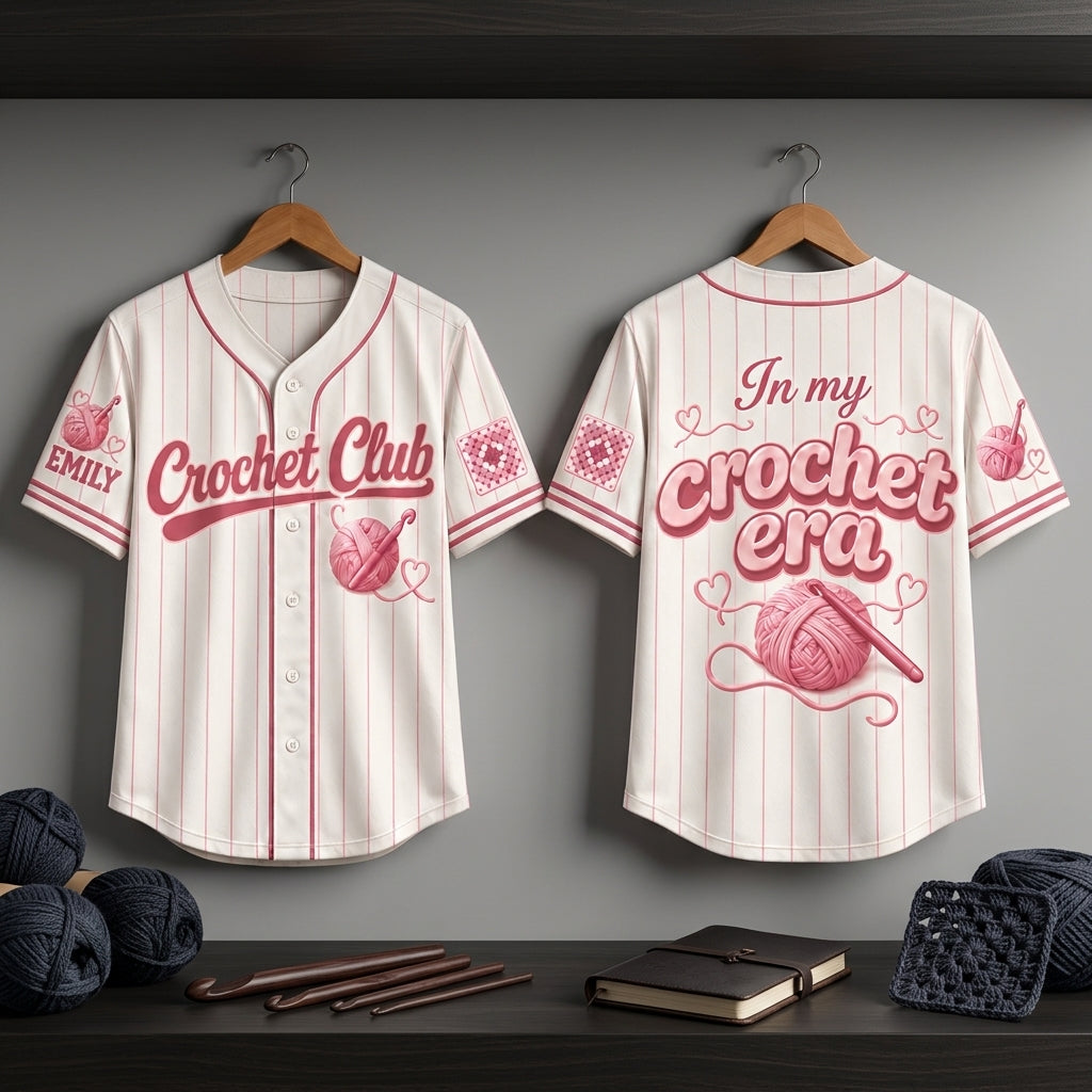 Personalized Crochet Club Baseball Jersey - In My Crochet Era Gift for Crafters - mockup 3