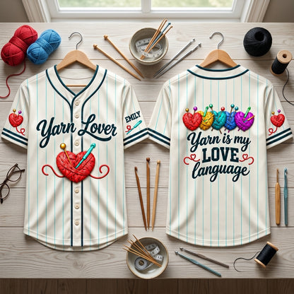 Personalized Yarn Lover Baseball Jersey – Custom Gift for Knitters & Crocheters - mockup 2