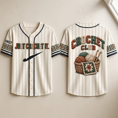 Custom Just Crochet It Baseball Jersey - Personalized Crochet Club Gift for Crafters - mockup 1