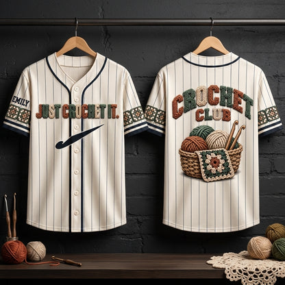 Custom Just Crochet It Baseball Jersey - Personalized Crochet Club Gift for Crafters - mockup 2