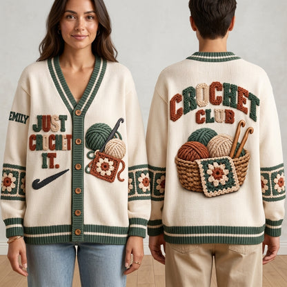 Personalized Just Crochet It Knitted Cardigan – Gift for Crochet Lovers - mockup 1