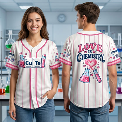 Personalized Chemistry Love Cu Te Baseball Jersey – Science Teacher Gift - mockup 1