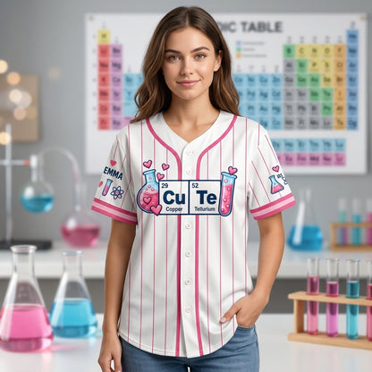Personalized Chemistry Love Cu Te Baseball Jersey – Science Teacher Gift - mockup 2