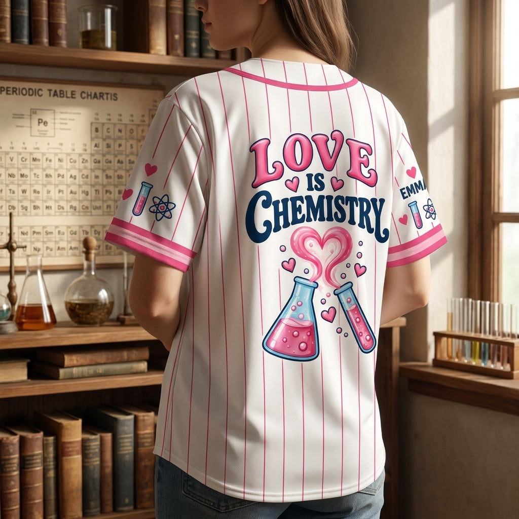 Personalized Chemistry Love Cu Te Baseball Jersey – Science Teacher Gift - mockup 3