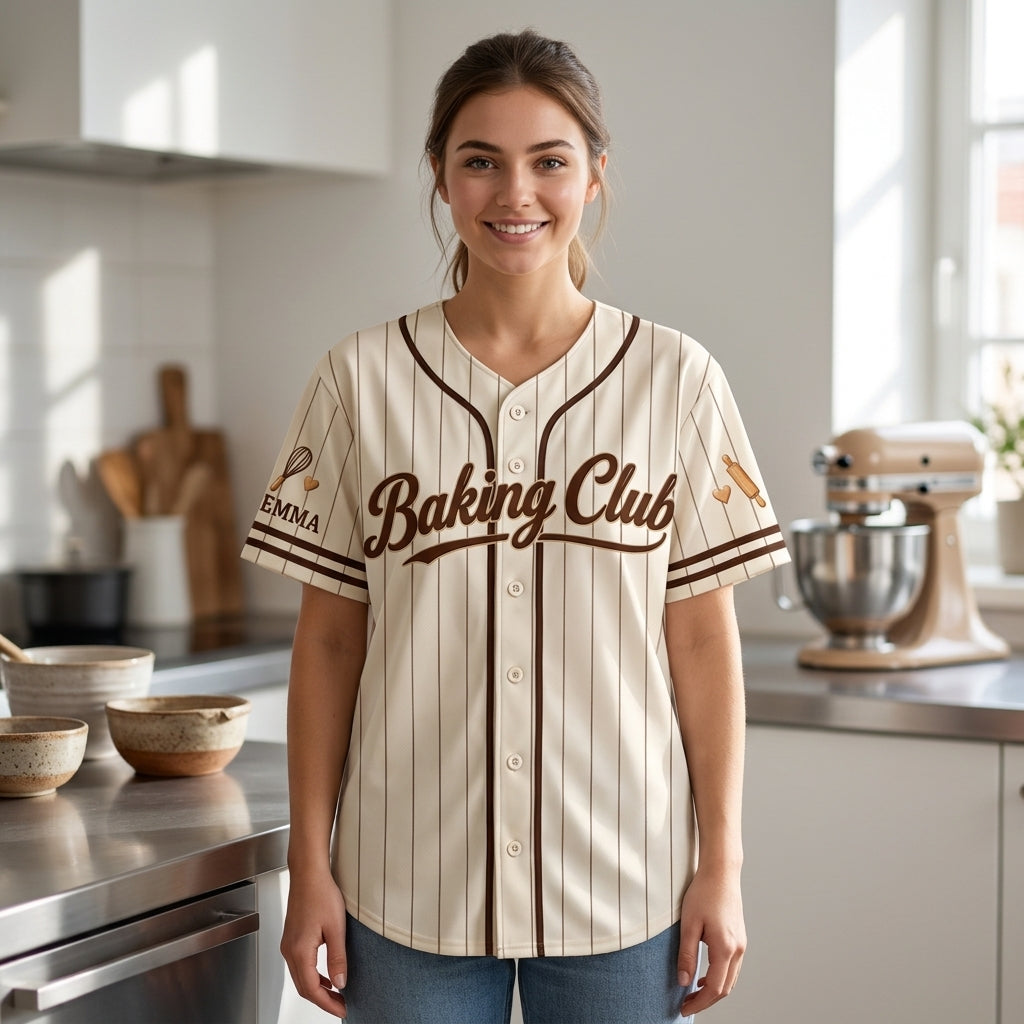 Personalized Baking Club Baseball Jersey – I'll Be In My Office Baker Gift - mockup 2